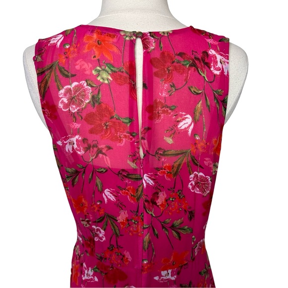 Calvin Klein Floral Pink High Low Summer Flowy Lined Sleeveless VNeck Dress 12 - Picture 6 of 12